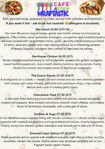 Wraptastic Menu